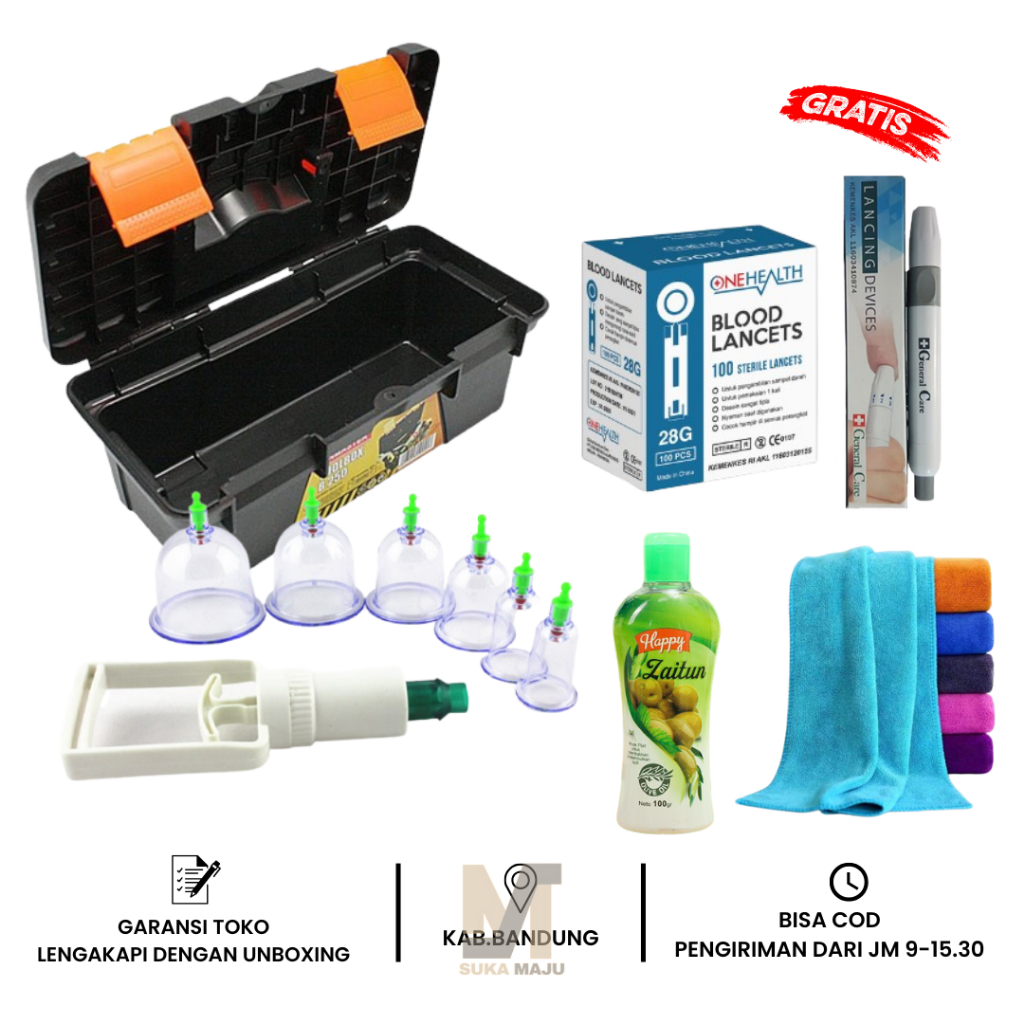 Alat Bekam Lengkap Jarum Kop Angin isi 6 / Alat bekam murah / Alat kop murah / Alat Kop Lengkap