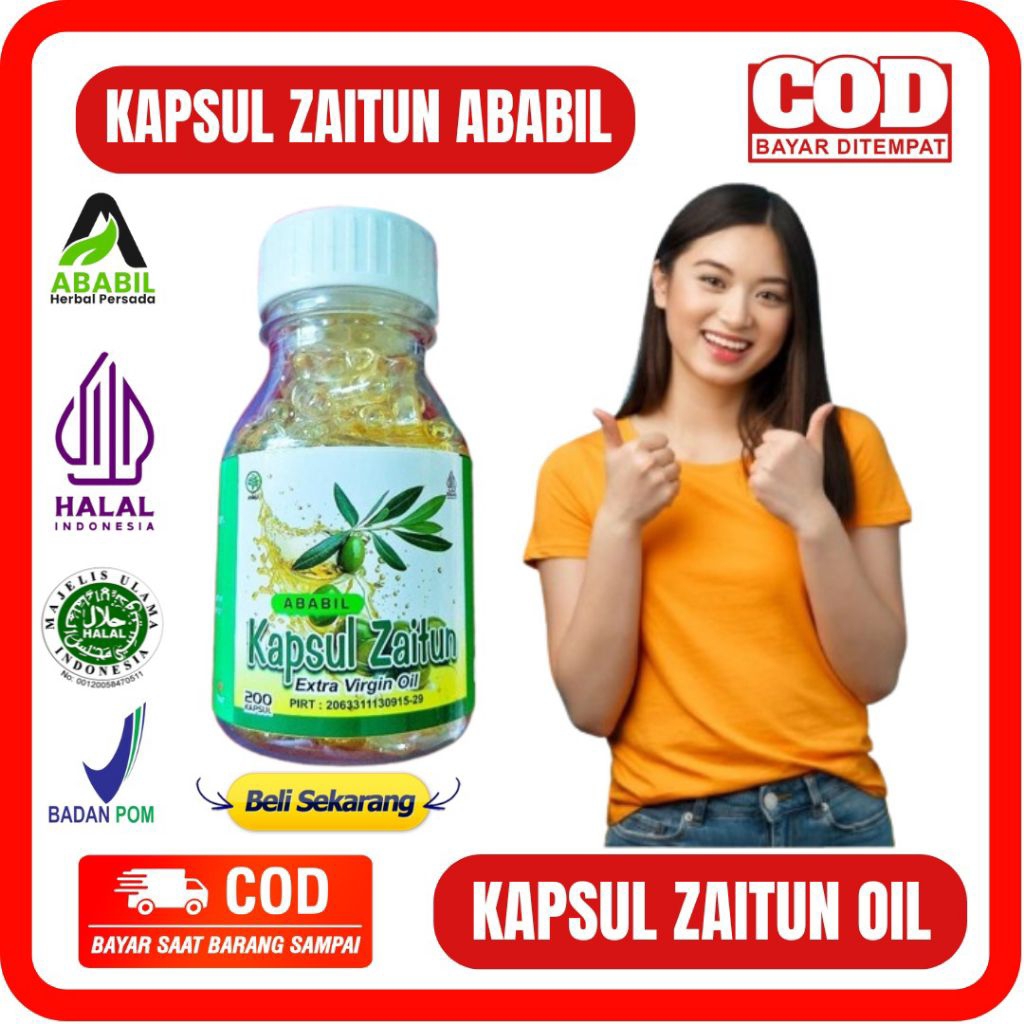 KAPSUL ZAITUN ABABIL ISI 200 - ZAITUN EVOO MINYAK ZAITUN 200 KAPSUL ZAITUN VIRGIN OLIVE OIL MINYAK Z