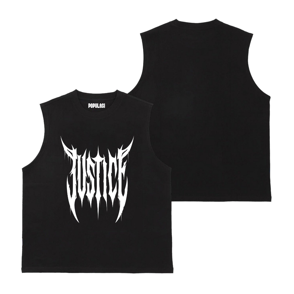 Populasi Singlet Lekbong Justice Font Metal  | Tanktop Unisex Lekbong