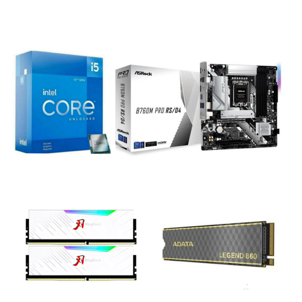 Paket Processor Intel Core i5 12400 / i5 12400F Box Gen 12 LGA 1700 RAM DDR4 16GB B760 Gaming