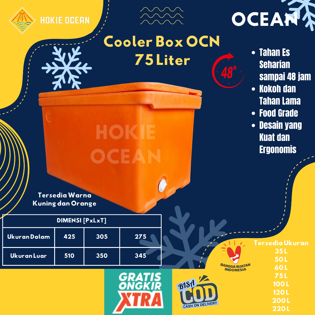 Cooler box OCEAN 75 Liter Cool Box Es Ikan Fiber