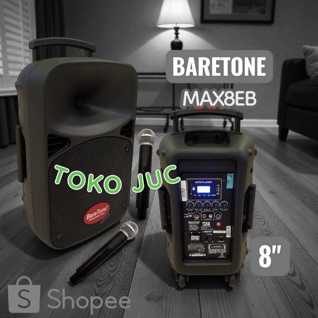 Speaker 8 inch BARETONE MAX8EB Speaker Bluetooth 8 inch Speaker Karaoke 8" ORIGINAL