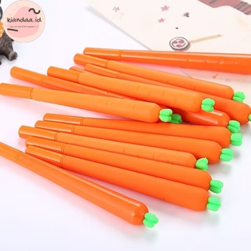 Kiandaa Pulpen Gel Berbentuk Wortel/ Pulpen Gel Carrot Cute and Aesthetic