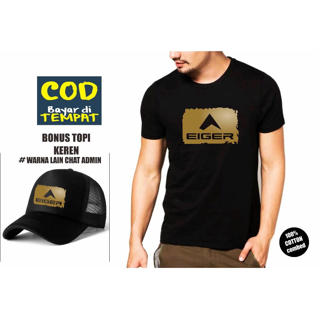 Baju Kaos Premium Eiger Kotak Gold Lengan Pendek Pria