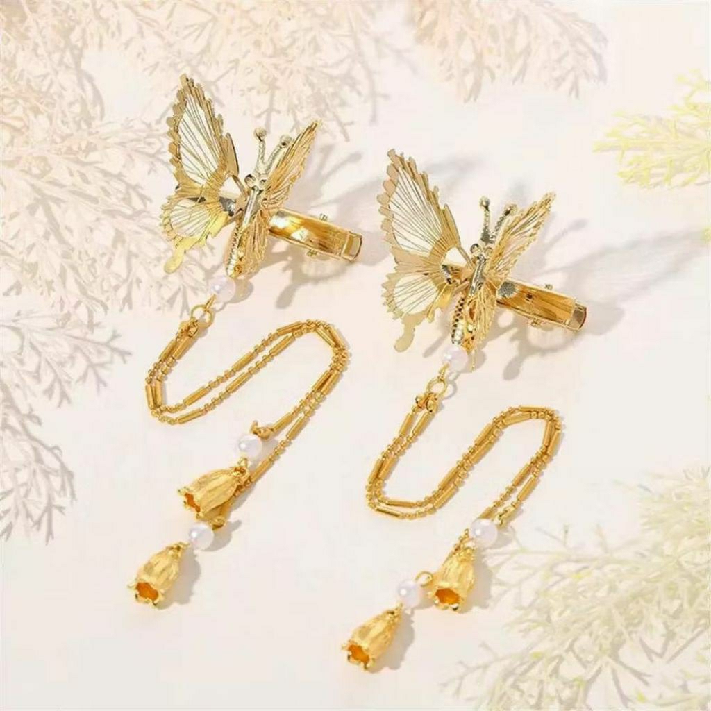 {JS} Jepit Rambut Kupu-kupu Bergerak Jepit Rambut Rumbai  / Jepitan Rambut  Rumbai Kupu-kupu Bergera