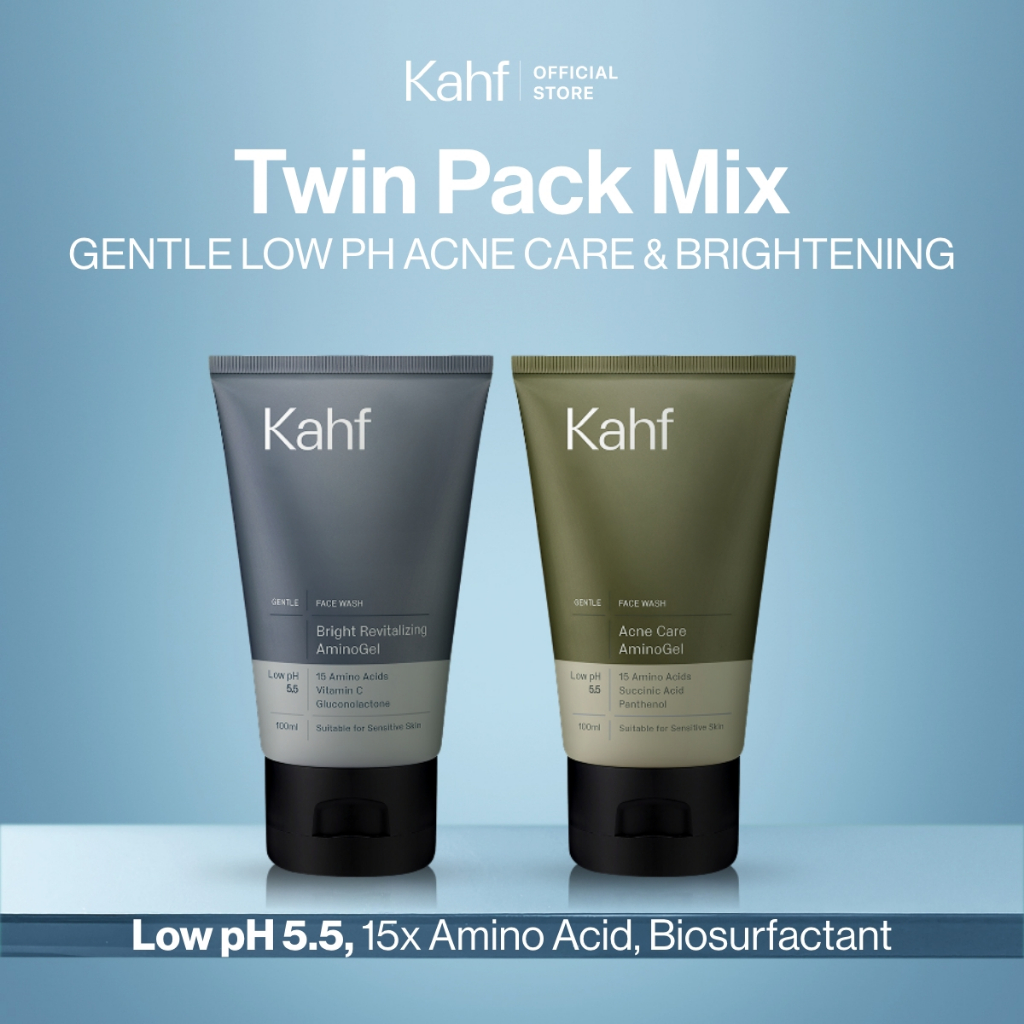 [KAHF BUNDLE 2IN1 PAKET FACIAL WASH] Complete Acne Care & Brightening Face Wash Pack 100 ml isi 2 pc
