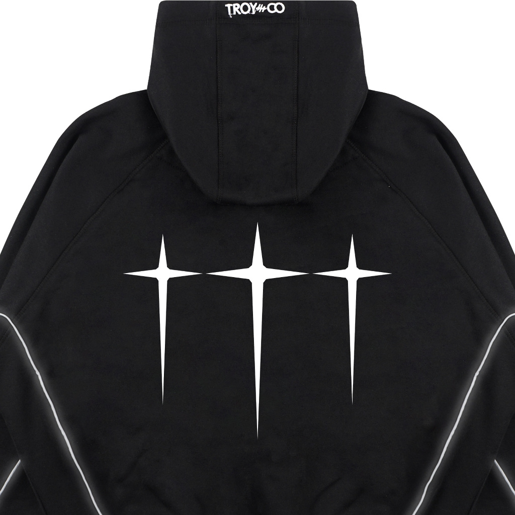 Troy Company Boxy Hoodie Starlight Black Tris Tar - Hoodie Boxy Reflective Hitam BSH 3404