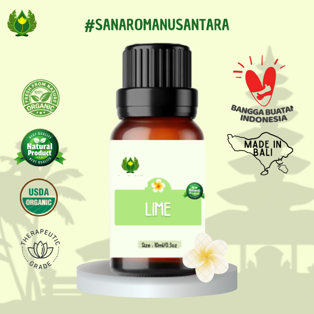 Sanaroma Lime Essential Oil 10ml Minyak Jeruk Nipis Energi Fokus Mood Booster Pembersih Udara Anti B