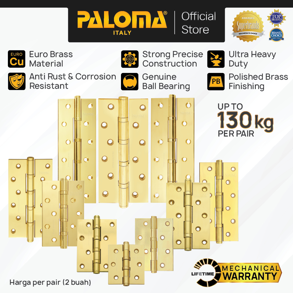 PALOMA Engsel Pintu Jendela Hinge Kupu Butt Plat Aluminium Kayu PVC Hinges Door Window Euro Brass Ku