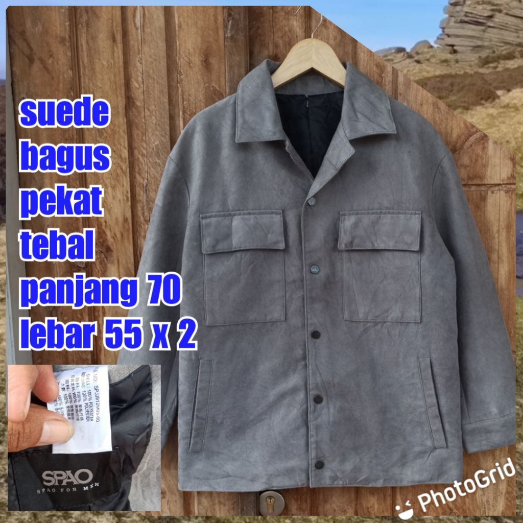 jaket work kerja casual Harrington kuliah suede spao gray