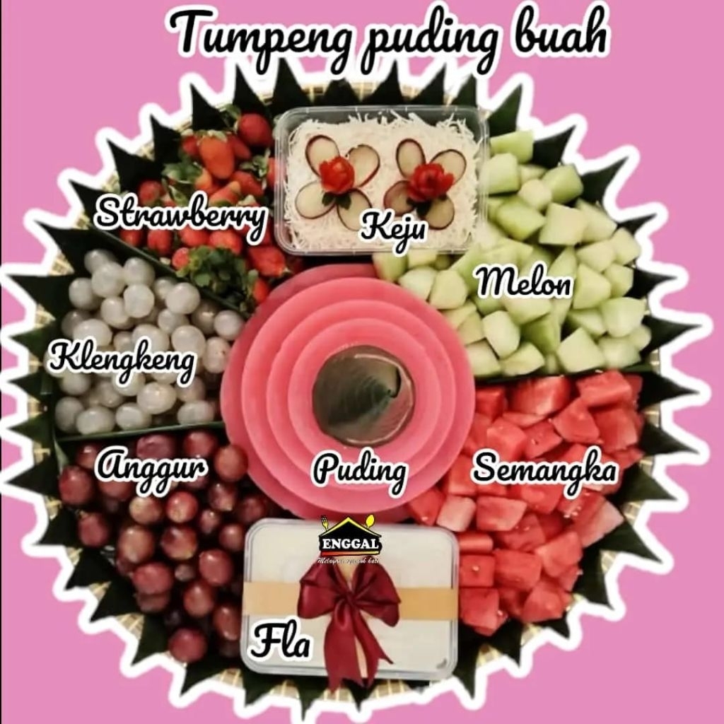 Tumpeng puding buah segar/tumpeng buah puding/tumpeng puding ultah