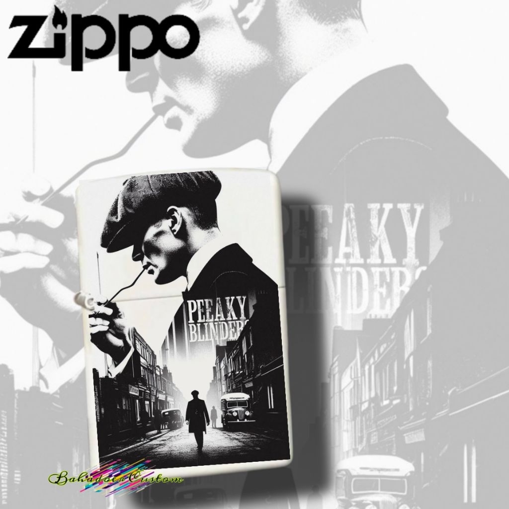 KOREK API ZIPPO WHITE MATTE CUSTOM PRINT UV PEAKY BLINDERS BISA BEBAS REQUEST CUSTOM SESUAI DENGAN K
