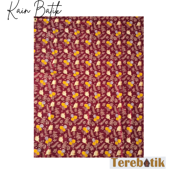 Kain Batik Caplis Motif Kopi Parijoto Tere Batik Warna Merah