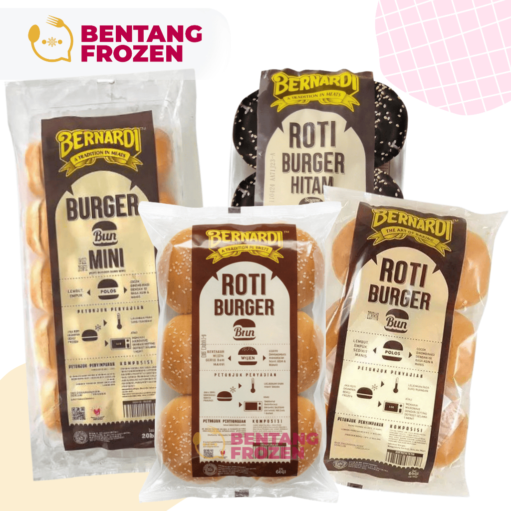 Bernardi Roti Burger Wijen / Roti Burger Polos / Roti BUrger Mini / Roti Burger Wijen Hitam