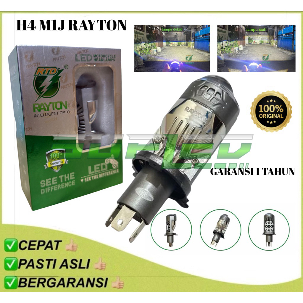 LAMPU UTAMA H4 M1J RAYTON  50W Ac/Dc ORIGINAL BILED RTD GARANSI 1 TAHUN