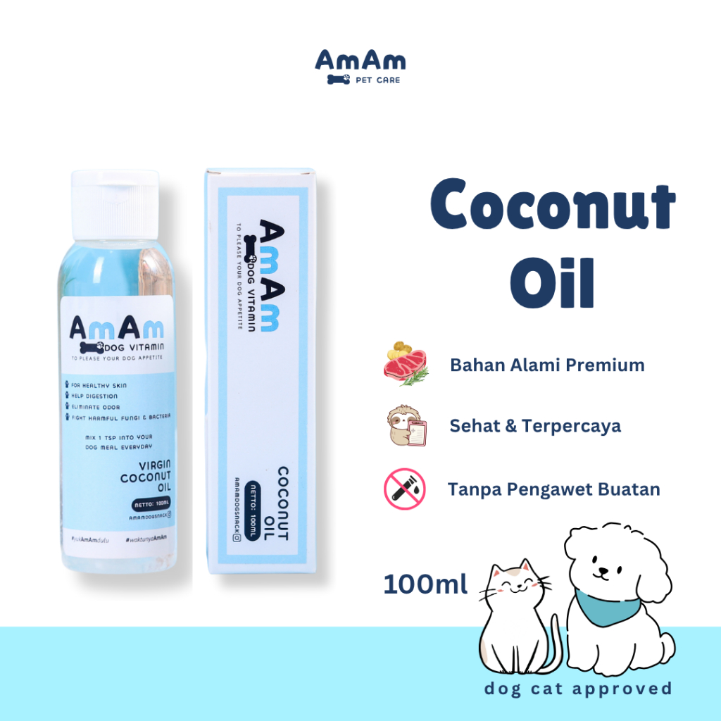 AmAm VCO | Pure Virgin Coconut Oil untuk Anjing | Vitamin Bulu Anjing | Minyak Kelapa Anjing