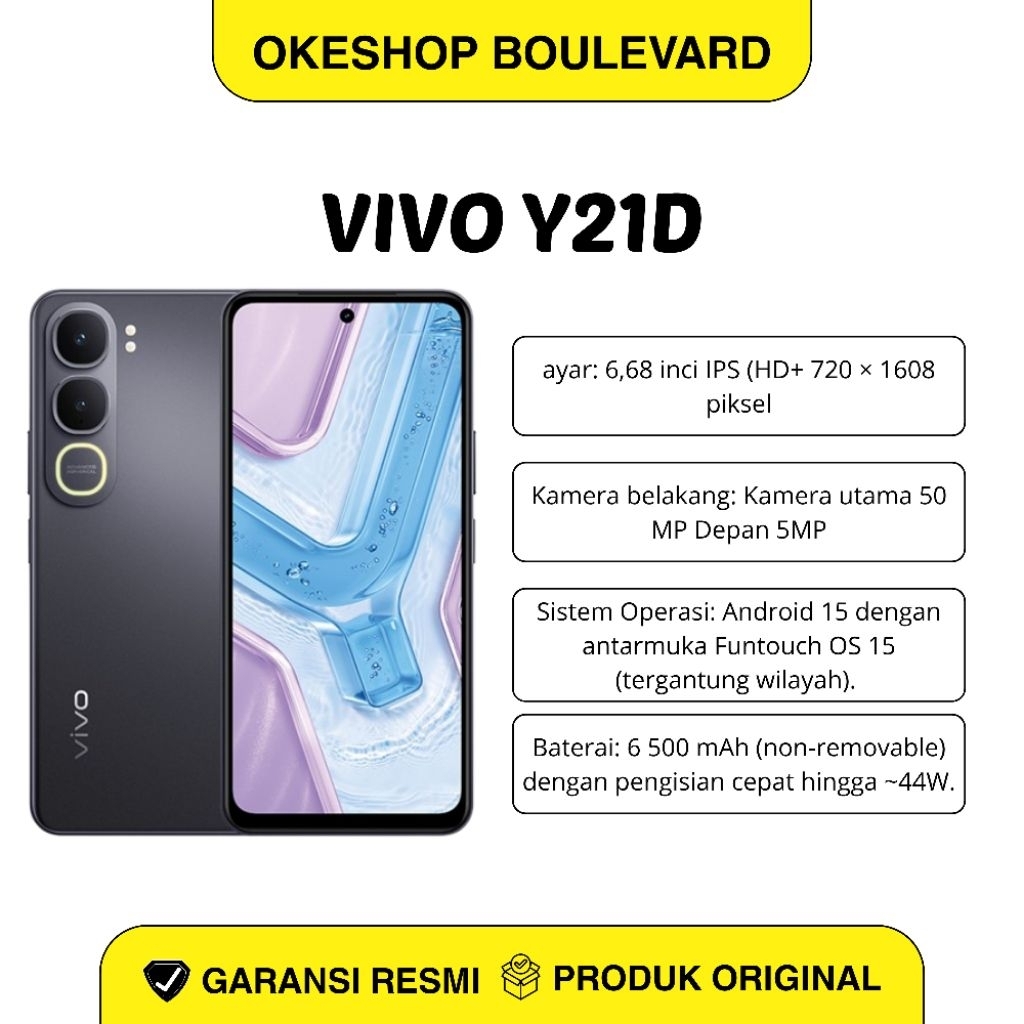 Vivo Y21D ( Ram 4/128GB/6/128GB/6/256GB/6/128GB) - Garansi Resmi VIvo Indonesia