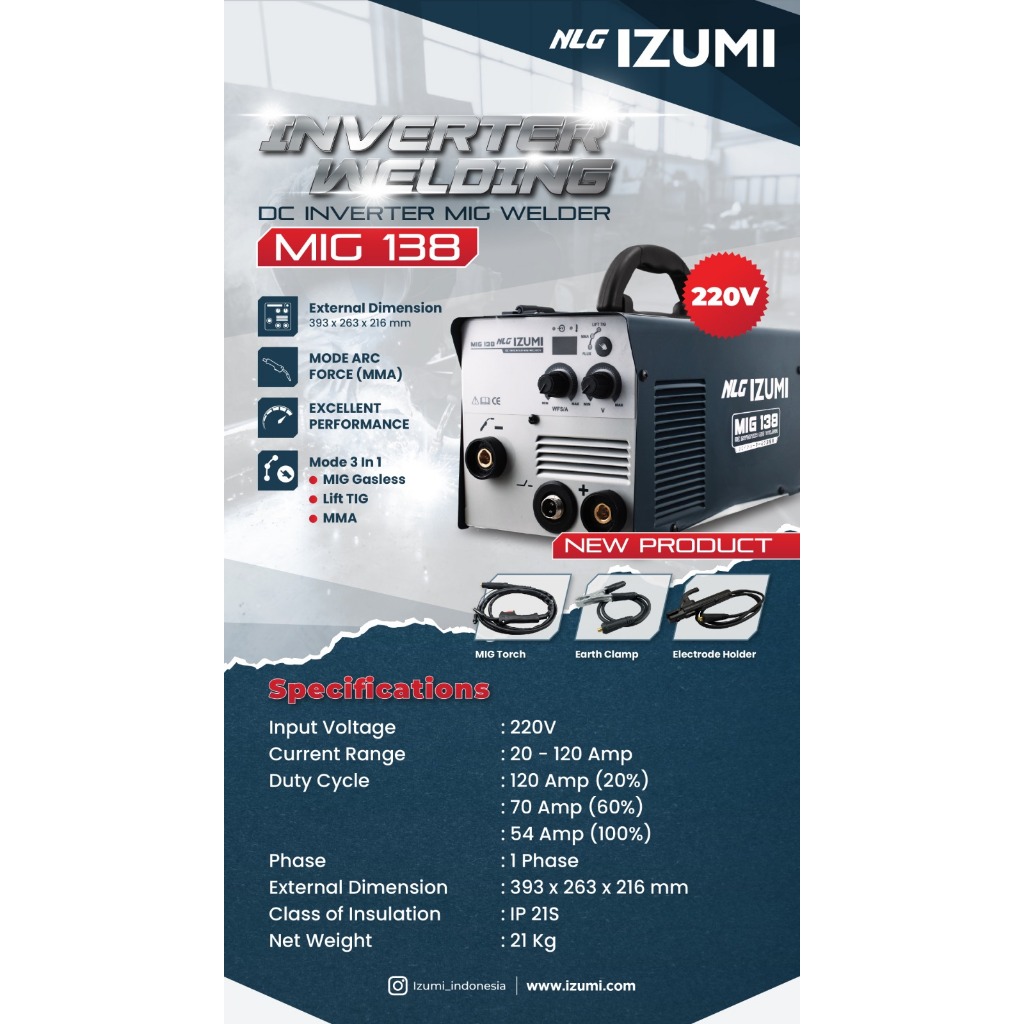 Izumi Mig 138 Gasless Welding Machine