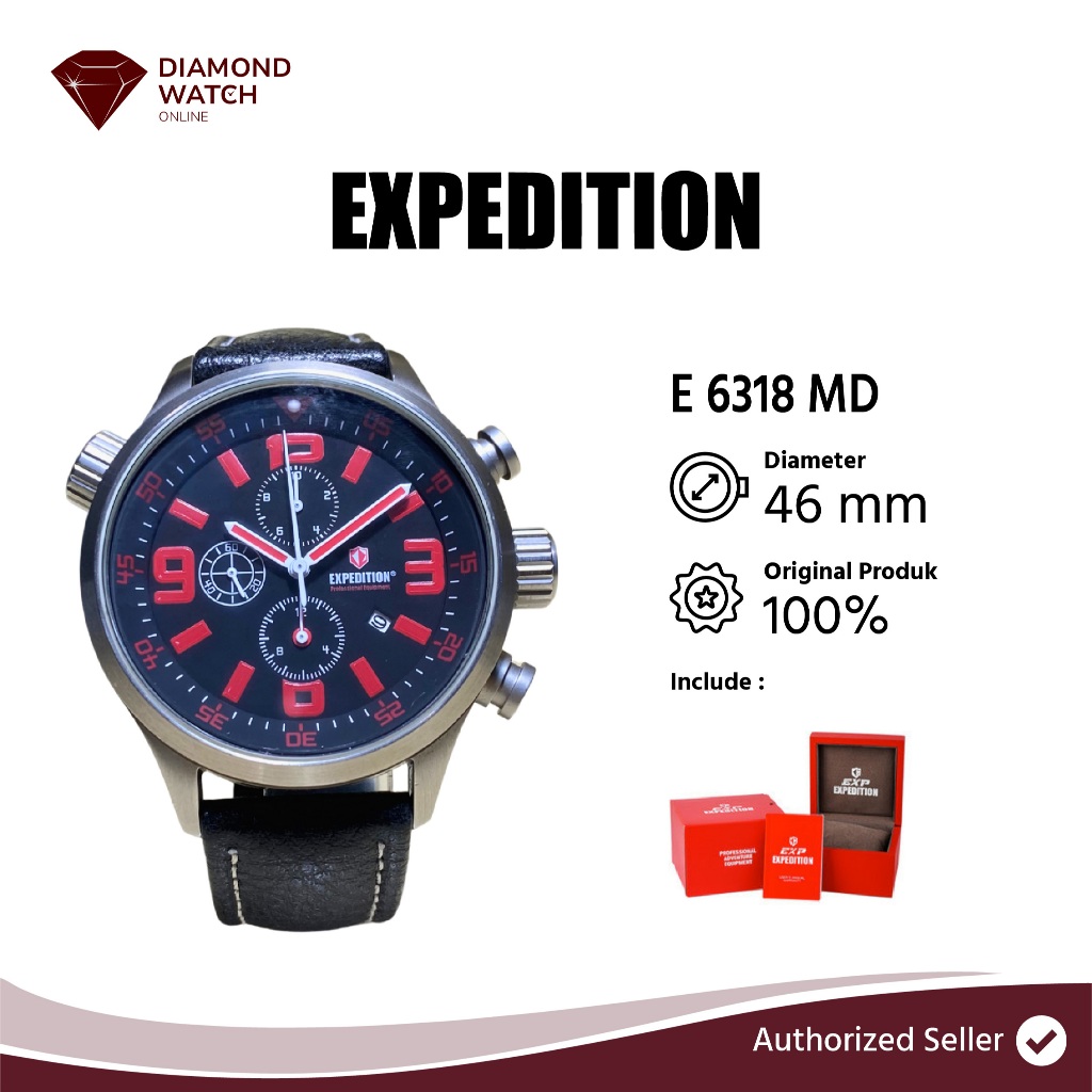 Expedition Classy 46 mm Men Black Dial Black Genuine Leather Strap E6318M