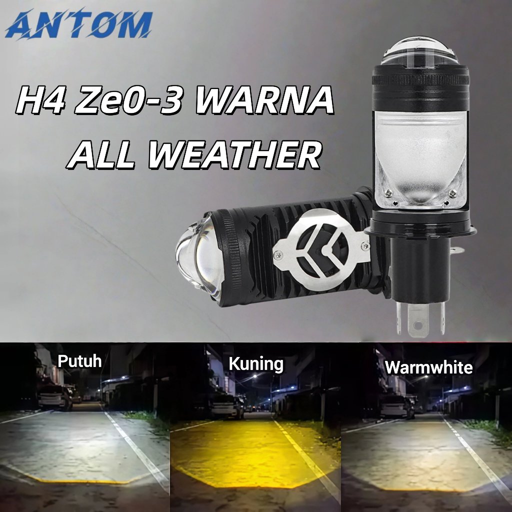 Lampu Depan Mobil Motor LED H4 Proyektor Aluminium Kipas Pendingin Cahaya Putih