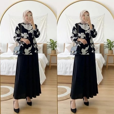 DANIA SET ROK KOMBINASI RAYON MIX CRINKEL AIRFLOW LD 110 / SETELAN ROK / ONE SET KOMBINASI / SET ROK