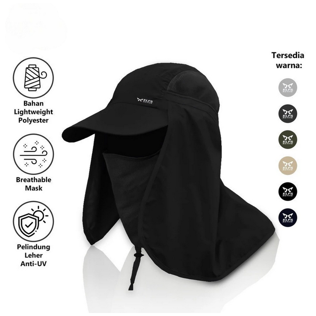 ELFS-ACTIVE Topi Rimba Pria Wanita Outdoor Hiking Gunung Anti UV / Topi Masker Jepang Support Berkeb