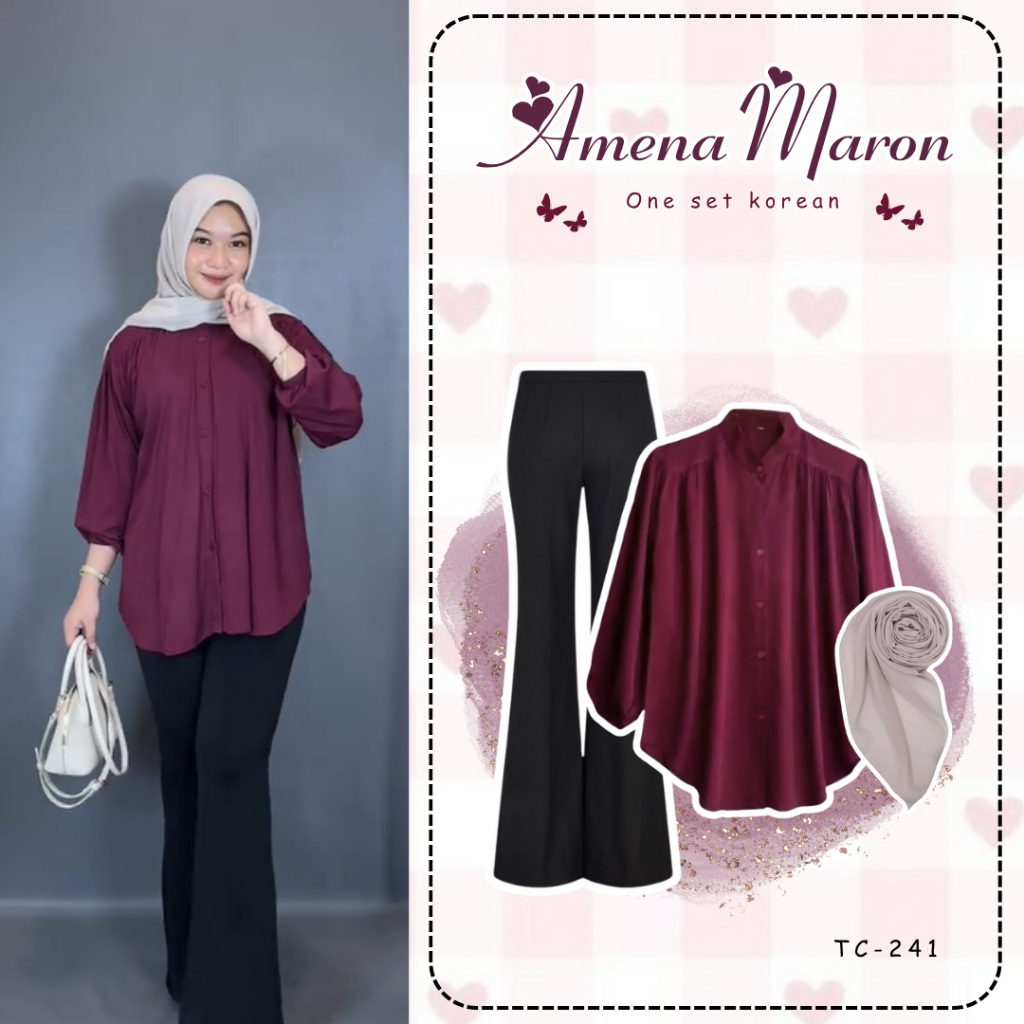 Outfit Simpel Dan Kekinian Remaja ( Celana Cutbray + Blouse + Bella Square ) SET TC- 241
