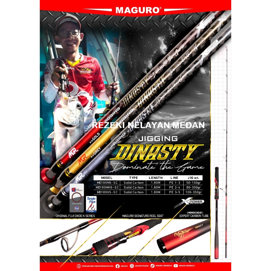 Joran Jigging MAGURO Dynasty | Joran Laut Jigging Murah Berkualitas Solid Carbon Ring FUJI
