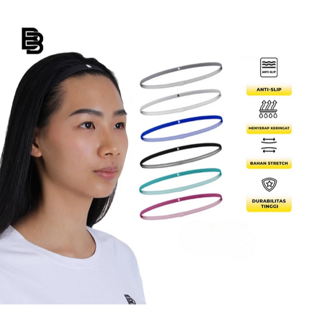 BALLERBRO Karet Mini Headband Hairband / Bando Bandana Ikat Kepala Pria Wanita Dewasa Sport Olahraga