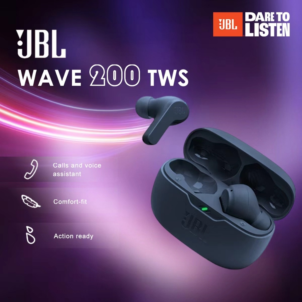 100% ORI Headset JBL Wave 200 TWS In-Ear Headset Bluetooth With Microphone For Android & IOS Earphon