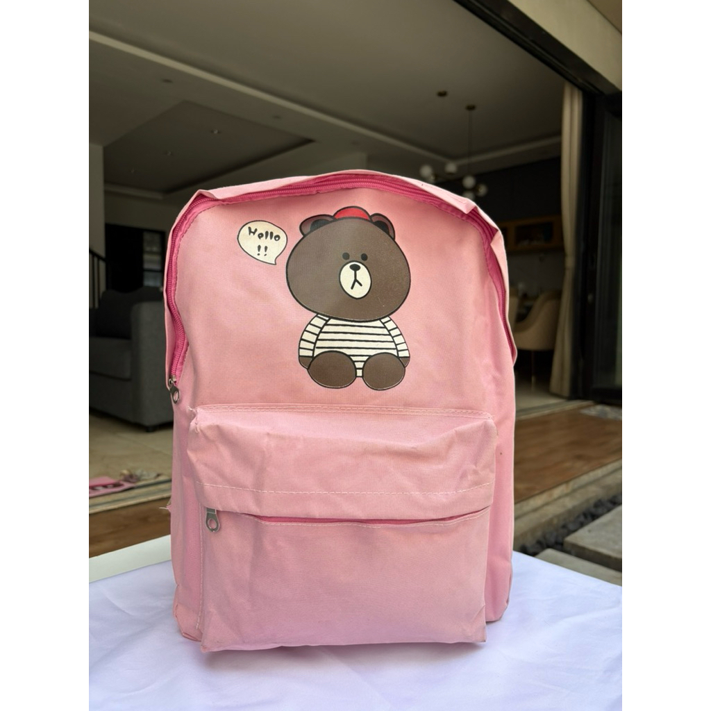 Tas Beruang beaar warna pink dan hitam bagus cocok untuk mejeng