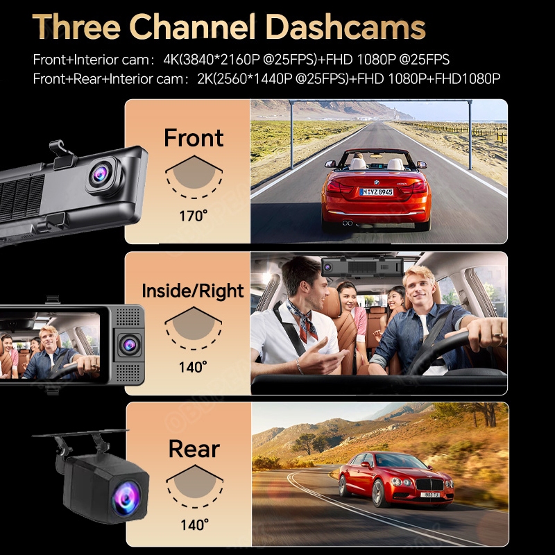 best deals ekleva dashcam mobil mirror dash cam car dvr 11,26 inch 4k 5ghz wifi kaca spion 3 kamera