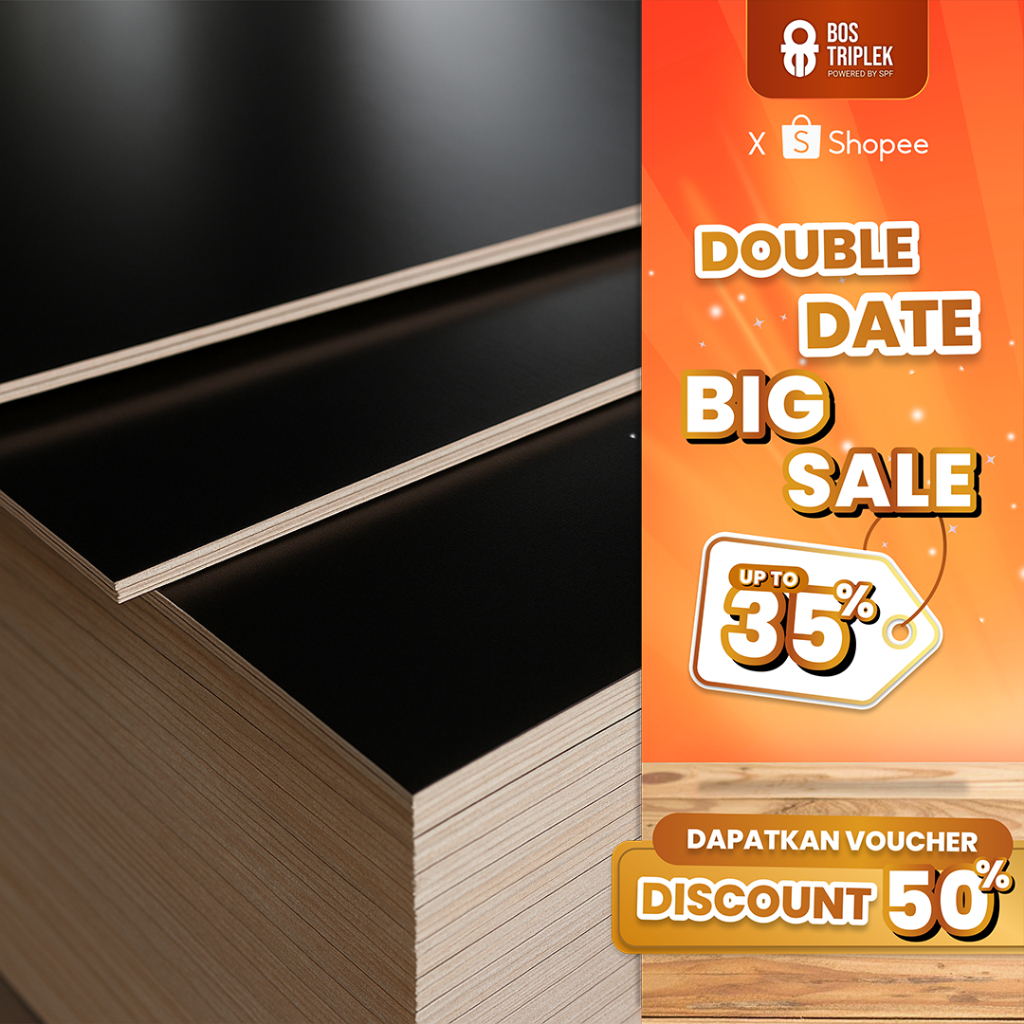 Tebal 3mm - Triplek Multiplex Melamin Hitam Mengkilap Glossy Doff ukuran 122cm x 244cm 1 bendel @5lb