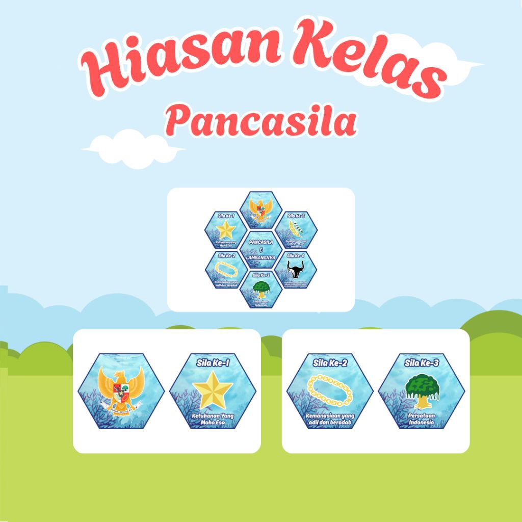 [Hiasan Kelas] - Pancasila | Lambang Pancasila | Dekorasi kelas | Hiasan dinding