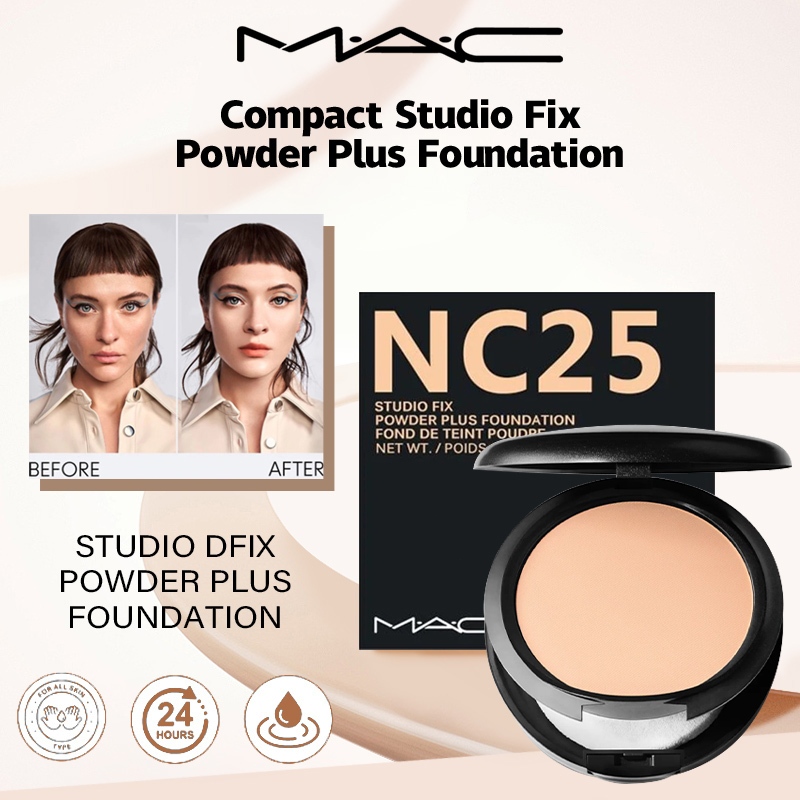 MAC Compact Studio Fix Powder Plus Foundation 15G/Bedak Padat/Bedak Mac/Semuanya Selama 12 Jam