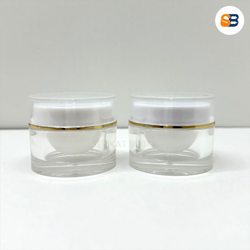 POT CREAM ACRYLIC 10 GRAM JAR KRIM PUTIH BENING TRANSPARAN LIST GOLD POTCREAM 10GR