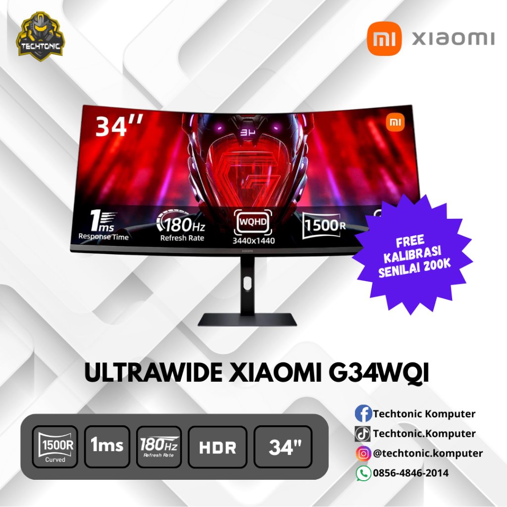 MONITOR XIAOMI Gaming Monitor 34" 180Hz  XIAOMI G34WQI Monitor Gaming Curved