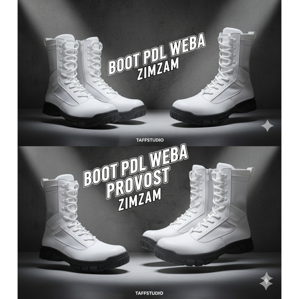 SEPATU SAFETY BOOT PRIA PDL JATAH WEBA PROVOST HITAM PUTIH