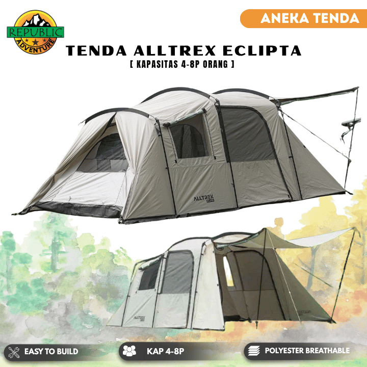 ALLTREK Tenda Camping ECLIPTA Tunnel 4P Double Layer Waterproof Tent