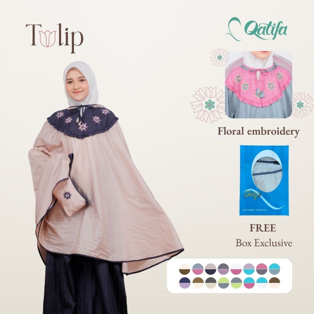 Qatifa Mukena - Mukena Travel Parasut Ponco Tulip