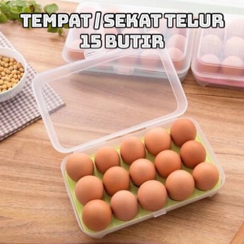 UnikOfficial - Tempat Box Telur 15 Lubang Sekat (Kotak dengan sekat khusus Telor)