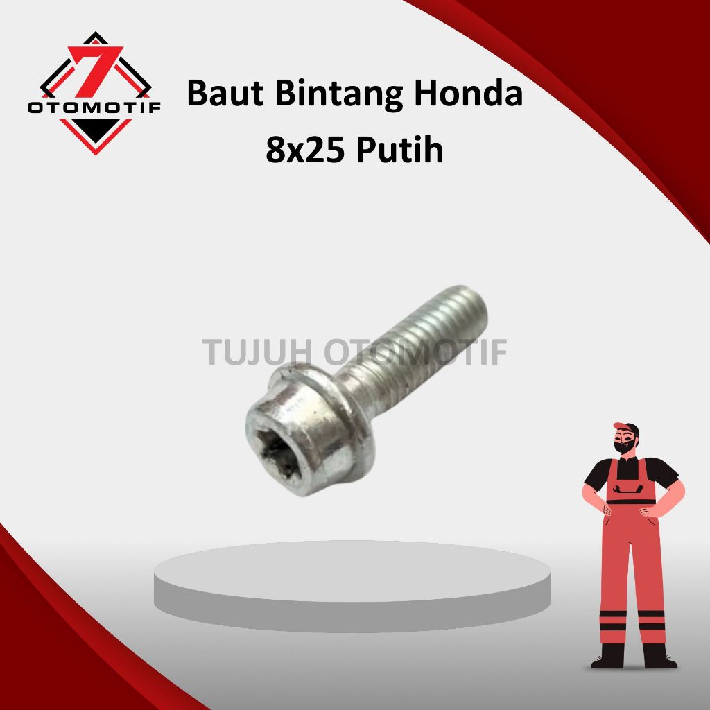 Baut Bintang Honda Dudukan Kaliper Cakram M8x25 Baut 12 Putih