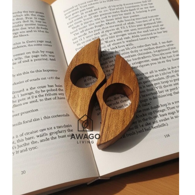 Wooden book holder page penyangga halaman buku kayu jati