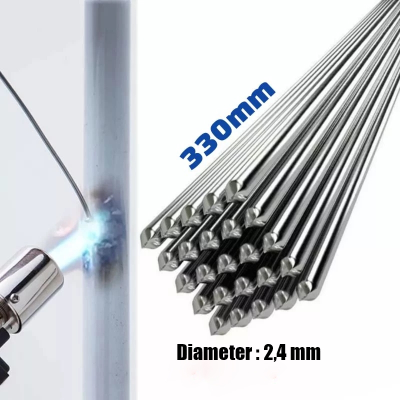 KAWAT LAS ALUMINIUM - KAWAT LAS EVAPORATOR - KAWAT LAS ALUMINIUM-KAWAT LAS AC 2,4 mm panjang 33CM