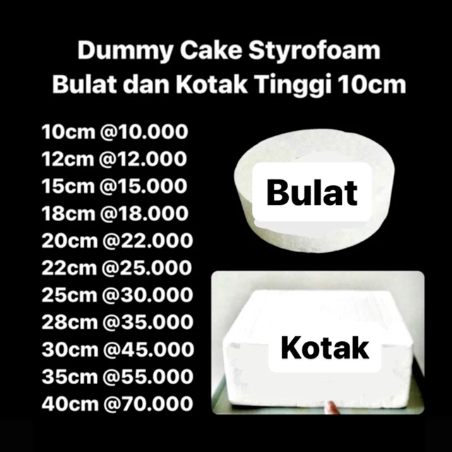 Dummy cake 22cm tinggi 10cm ready BULAT atau KOTAK