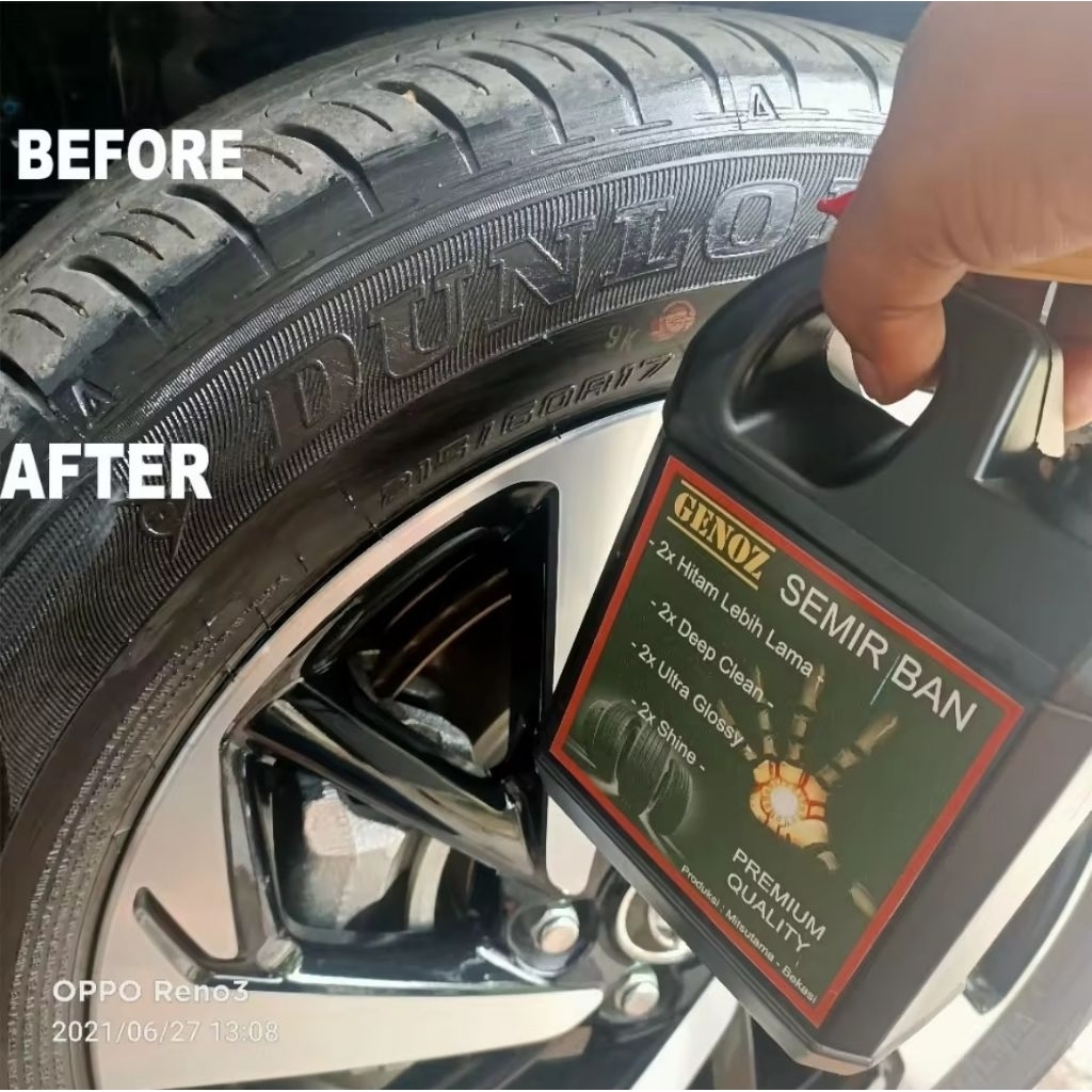 GENOZ Semir Ban 1 liter / Pengkilap Ban / Penghitam Ban Mobil Ban Motor