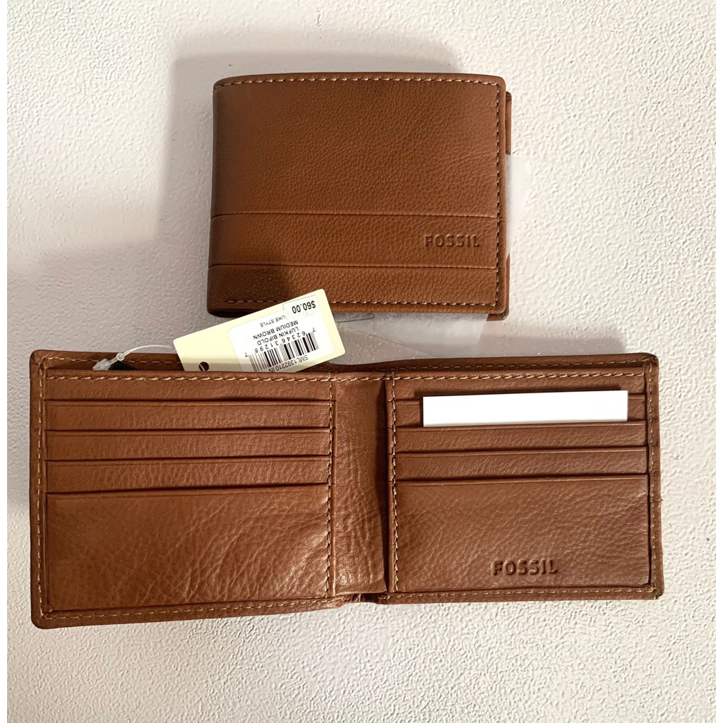 Dompet Pria Fsl Lufkin Bifold Medium Brown Leather