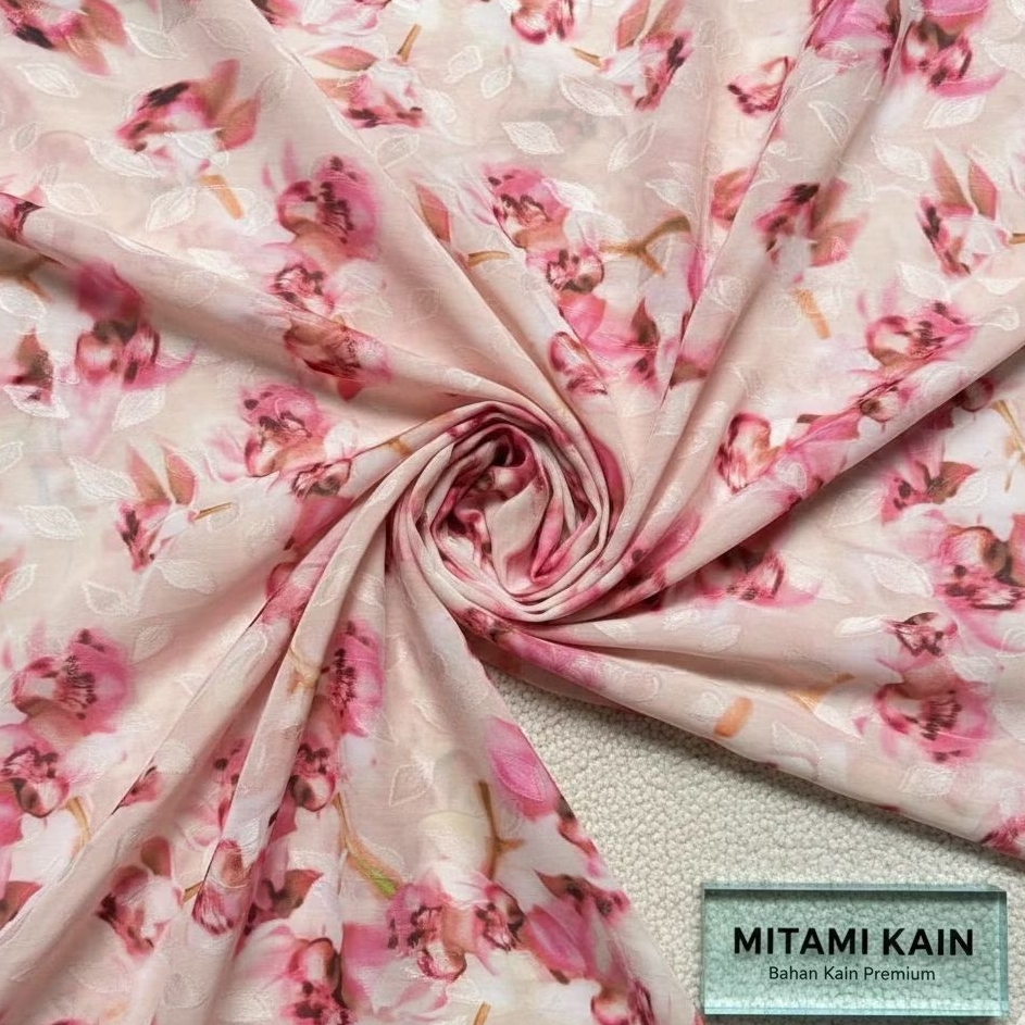 Kain Sifon Rubiah Motif bunga, kain timbul - Harga Per½ Meter BNA