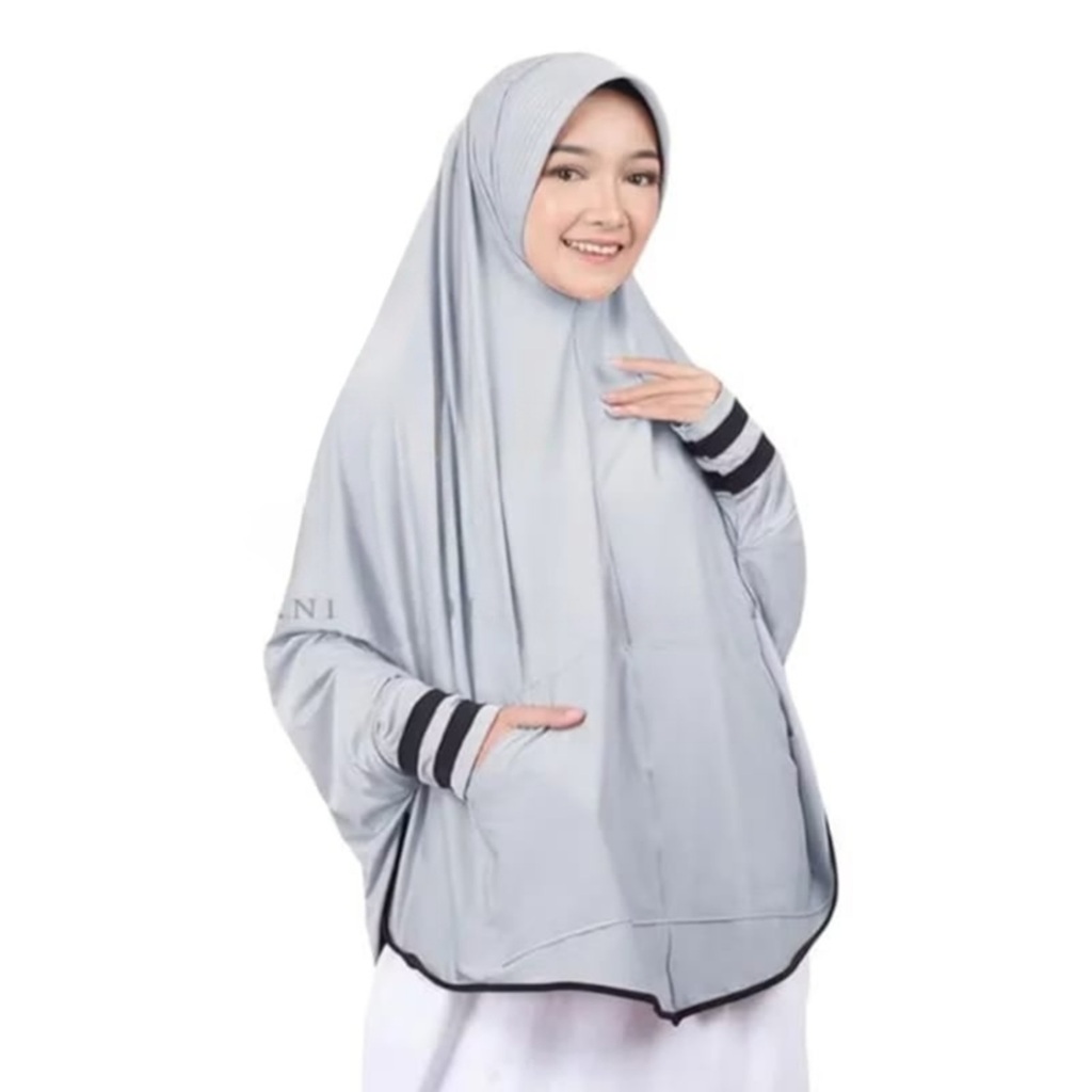 Jilbab Lengan Panjang Hijab Saku Tangan Panjang Kerudung Instan Syari khimar Jumbo Muslim Kekinian