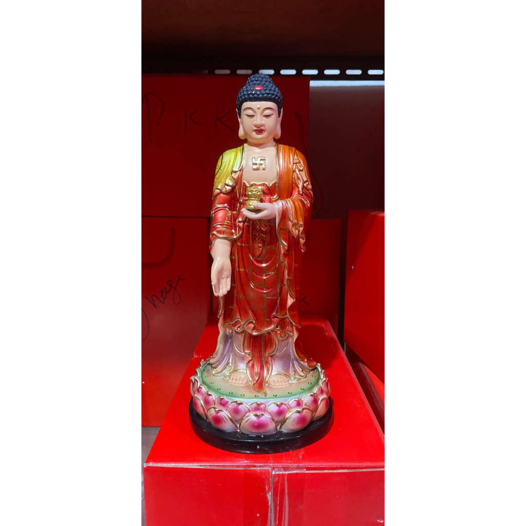 patung Buddha amitabha berdiri 16in fiber